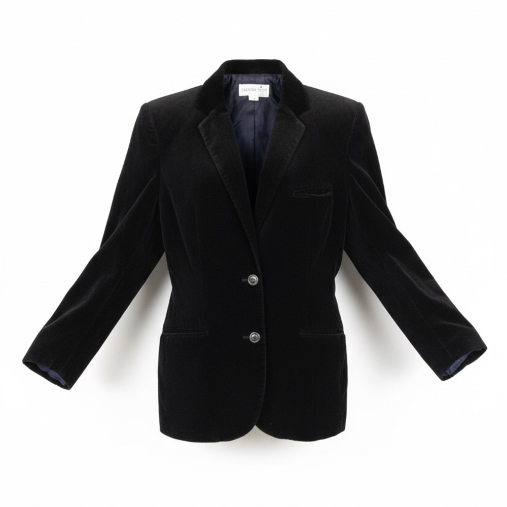 VTG 90s‎ Formal Evening Luxury Japan Grand Tier Black Velvet Blazer Jacket  14